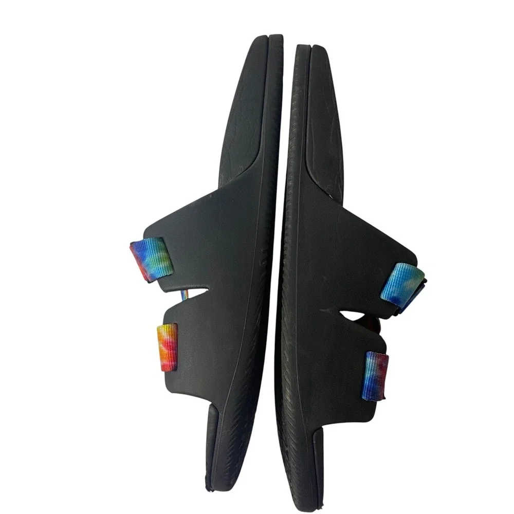 Chaco Chillos Slide Sandals Men 11 Black Rainbow Tie‎ Dye Adjustable Straps EVA